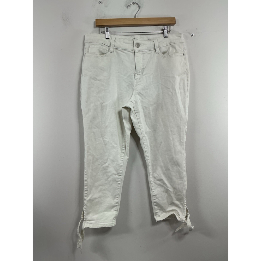 Womans Excellent St John’s Bay Capri Denim Jeans Skinny Leg 16 P White